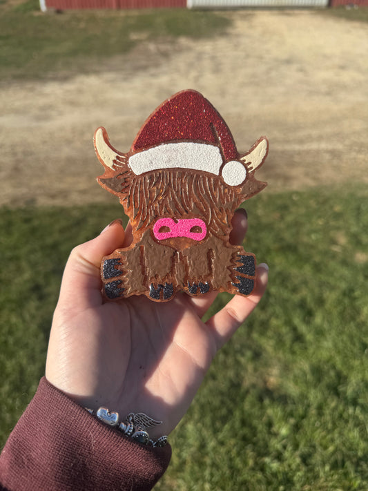 Christmas Highland Cow Freshie